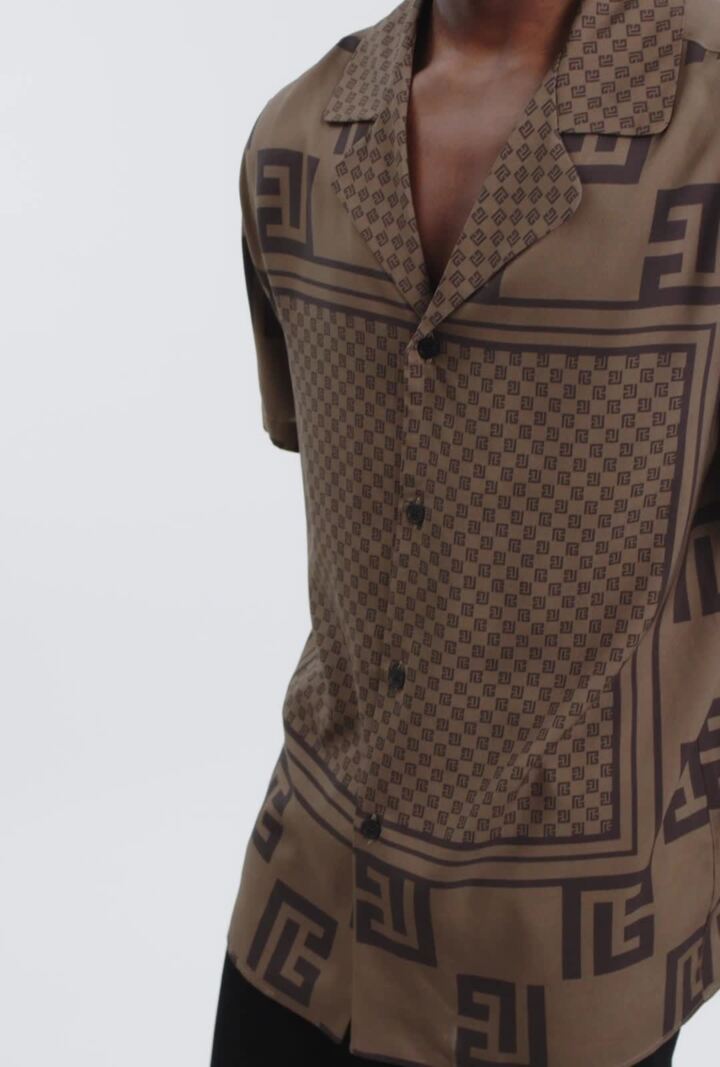 Monogram Printed Short-Sleeved Silk Shirt - Ready to Wear