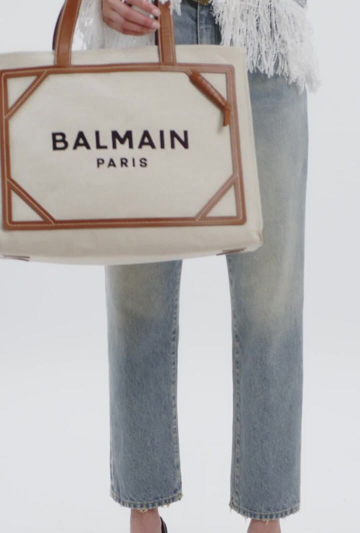 BALMAIN B-Army Woven Raffia Shoulder Bag Natural Fuchsia – Past