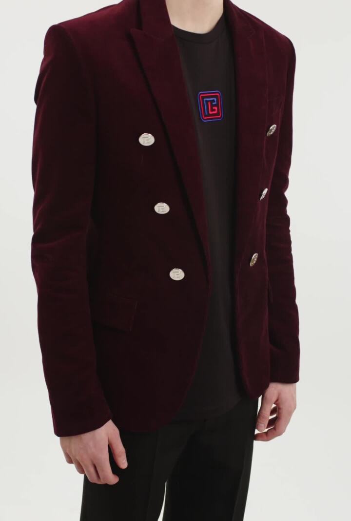 Balmain Men's Mini Monogram Velvet Bomber Jacket, Brown/Multi, Men's, 46R, Coats Jackets & Outerwear Bomber Jackets