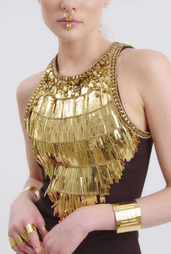 Grain de poudre embroidered dress BALMAIN gold - | Women